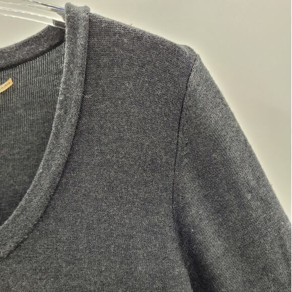 Calvin Klein Gray Knit Whimsy Goth Ruffle Skirt Midi Bodycon Sweater Dress - Picture 9 of 14